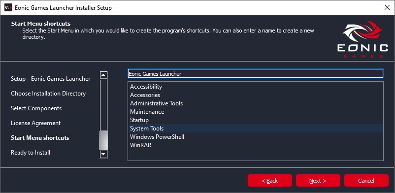 installer step 5 start menu shortcut