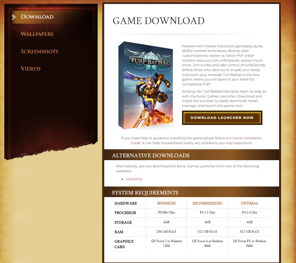 game download page